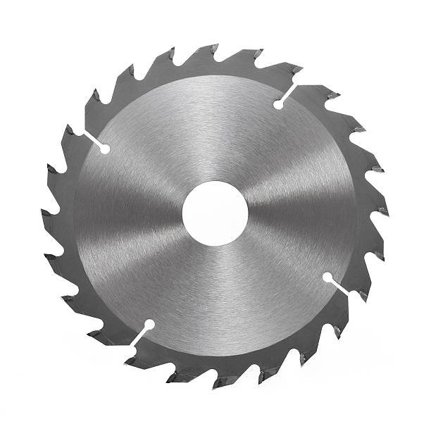 Circular saw blade for wood isolated on a white background stock photo