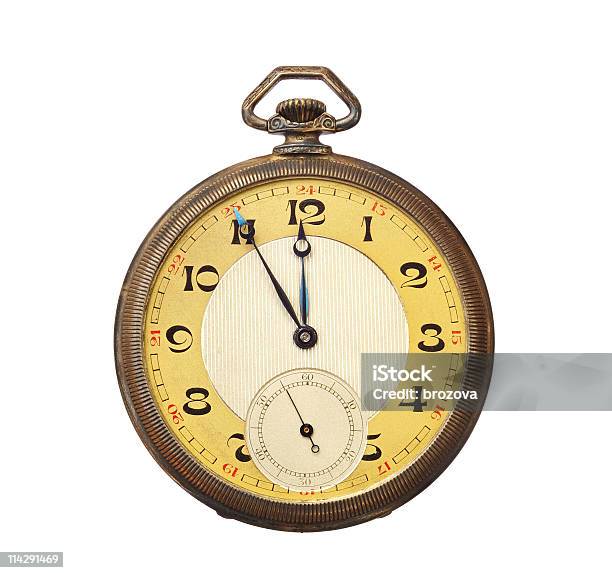 Photo libre de droit de Vieille Montre De Poche Antique Isolé Sur Fond Blanc banque d'images et plus d'images libres de droit de Montre à gousset