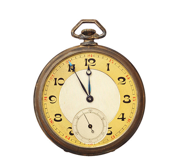 istock Old antique pocket watch isolated on white background. 114291469