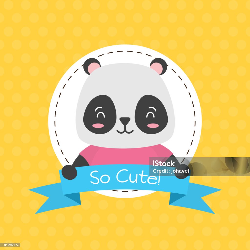 cute animal cartoon cute panda animal cartoon sticker vector illustration design Animal stock vector