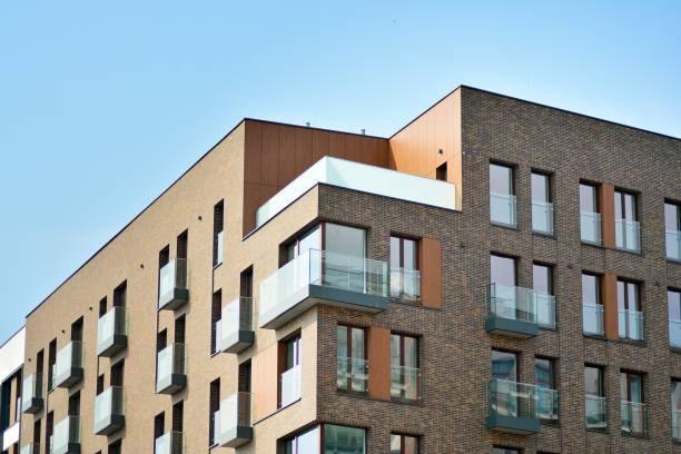 istock Modern condo building with huge windows 1142918507