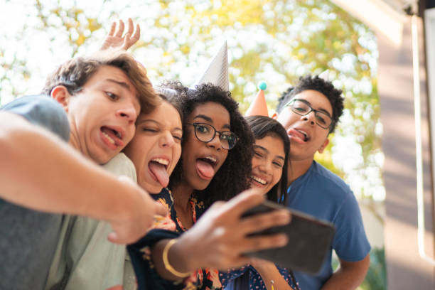 Taking a selfie at the birthday party