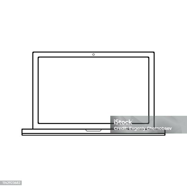 Laptop Notebook Hitam Garis Putih Pada Latar Belakang Hitam Laptop