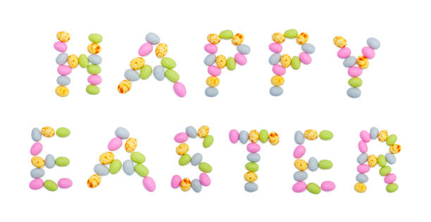 istock Happy Easter illustration made of chocolate Easter eggs isolated 1142924628