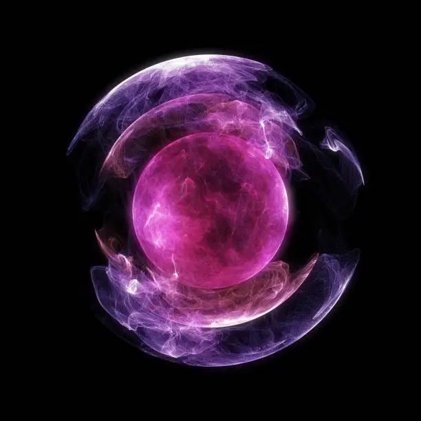 Photo of Abstract particle sphere, science background.Virtual flow big binary data visualization.