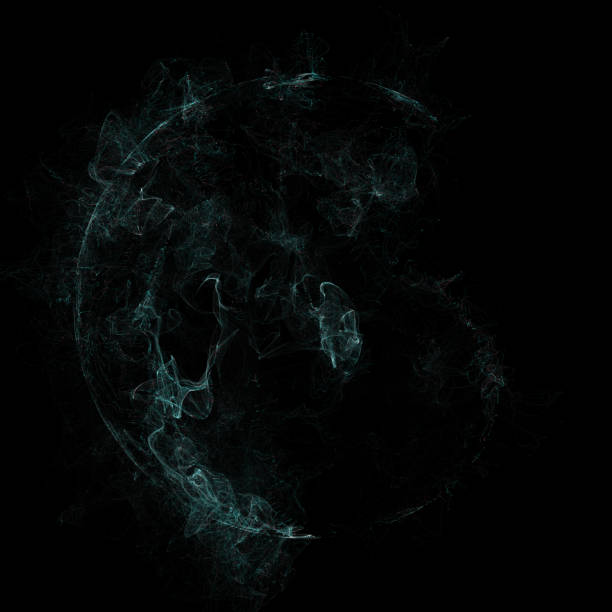 istock Abstract particles background with corrupted point sphere. Sun Solar Flare Particles coronal mass ejections. 1142930757