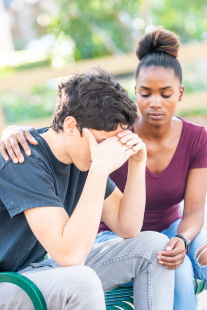 istock Diverse young couple, he is very stressed 1142934871