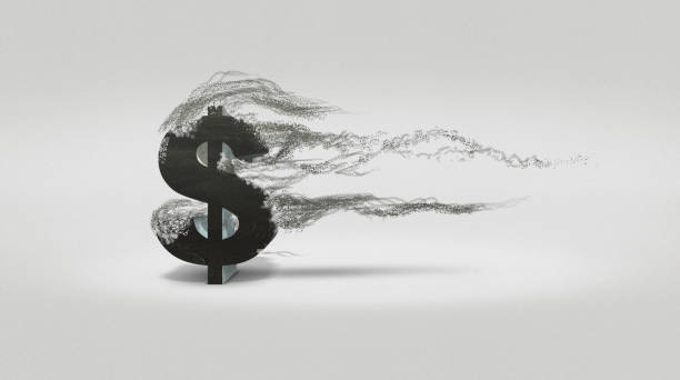 dollar sign blowing away - perda imagens e fotografias de stock