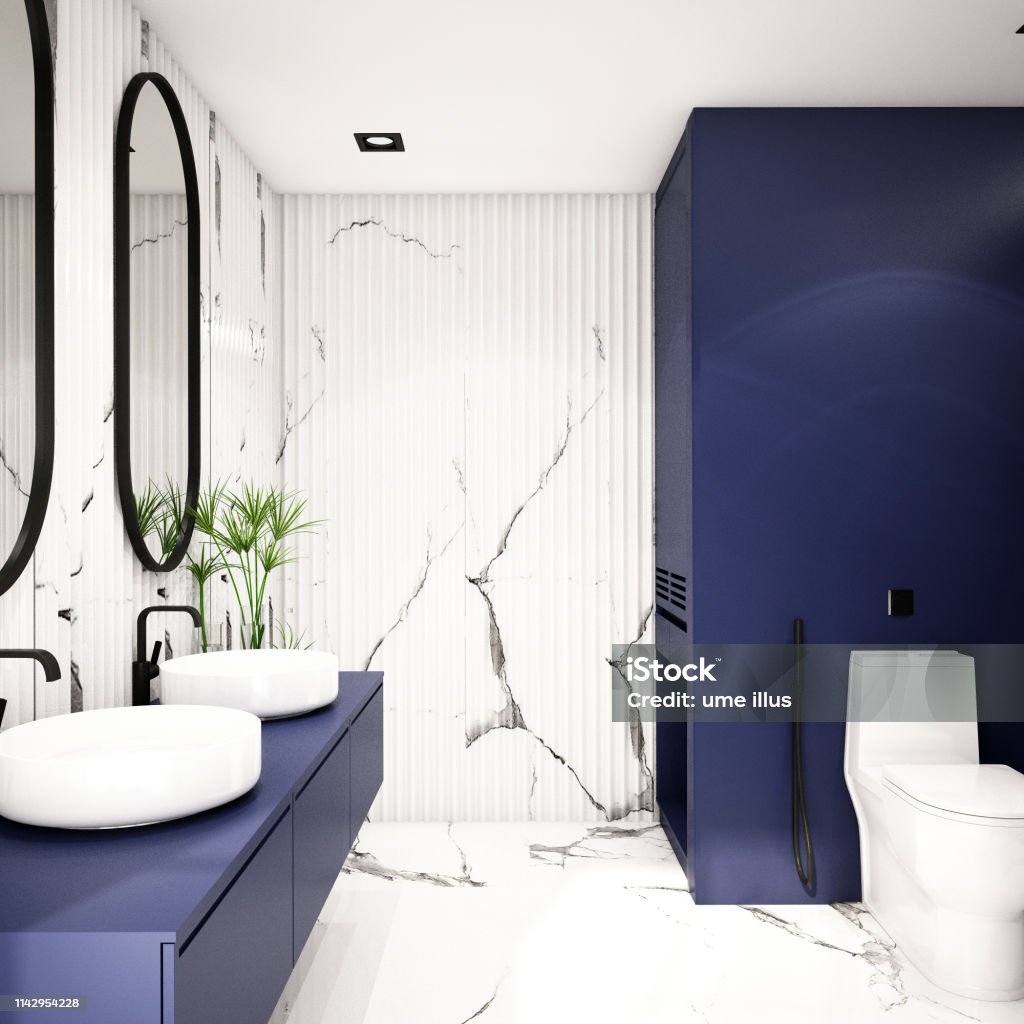 Modern Bathroom Interior design ,3d rendering ,3d illustration 2019 Stock Photo