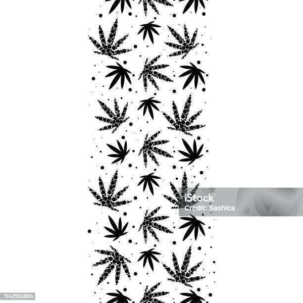 Marijuana Vector Pattern Marijuana Leaf And Circles Seamless Vector Pattern Border Stock ...