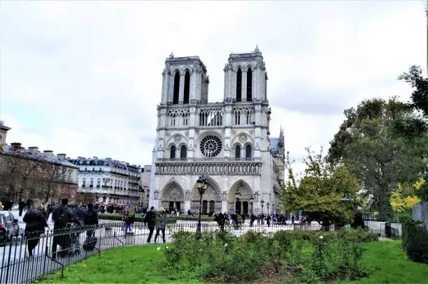 Notre -Dame is typical architecture of Gothics which is characteristic of vertical line.Its symbolical high peak was fell down.Precious world heritage;stained glasses,beautiful reliefs,engraving religious stories like stone Bible.
