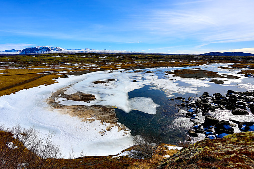Iceland Landscape with Snow in Early Spring