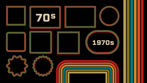 1970 style muzeum zdjęcia ramki vector set - 70s stock illustrations