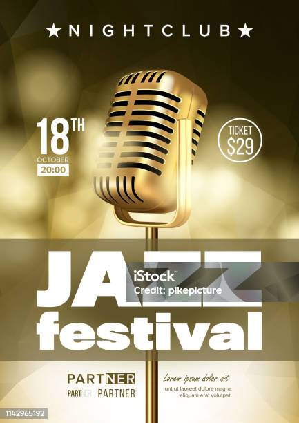 Jazz Improvisation Festival Flyer Brochure Vector Template Stock Illustration - Download Image Now