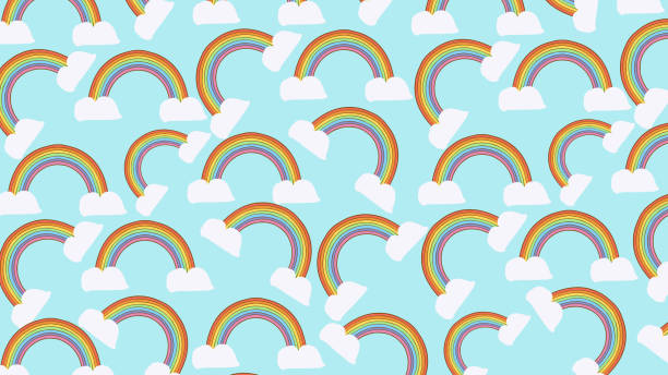 ilustrações de stock, clip art, desenhos animados e ícones de rainbow seamless pattern background - unicorn pony horse cartoon