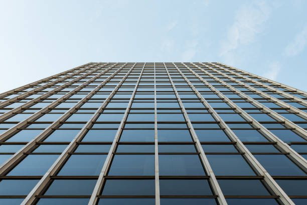 Bottom view of a skyscraper in Seattle on a clear day, Washington, USA.