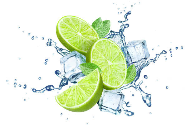 istock Limes, mint and ice cubes on white 1142972157