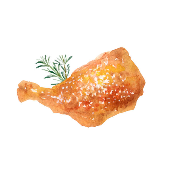 pieczony kurczak i zioła - roast chicken illustrations stock illustrations