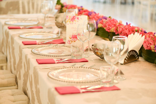 istock Beautiful arrangament in restaurant for wedding 1142977774