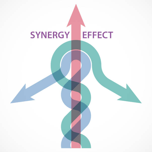 efekt synergii w serii arrow - connection merger road togetherness stock illustrations