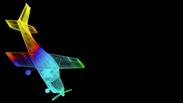 istock 3d rendering of an outline rainbow color plane object on black 1142979006