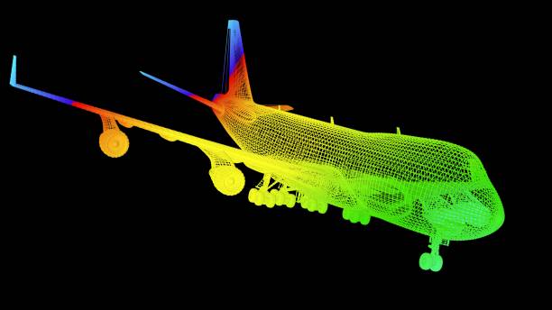 istock 3d rendering of an outline rainbow color plane object on black 1142979221