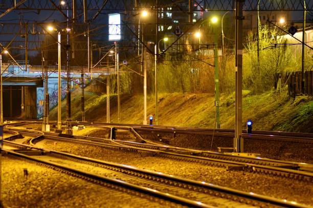 istock Confusing railway tracks at the sunrise 1142979462