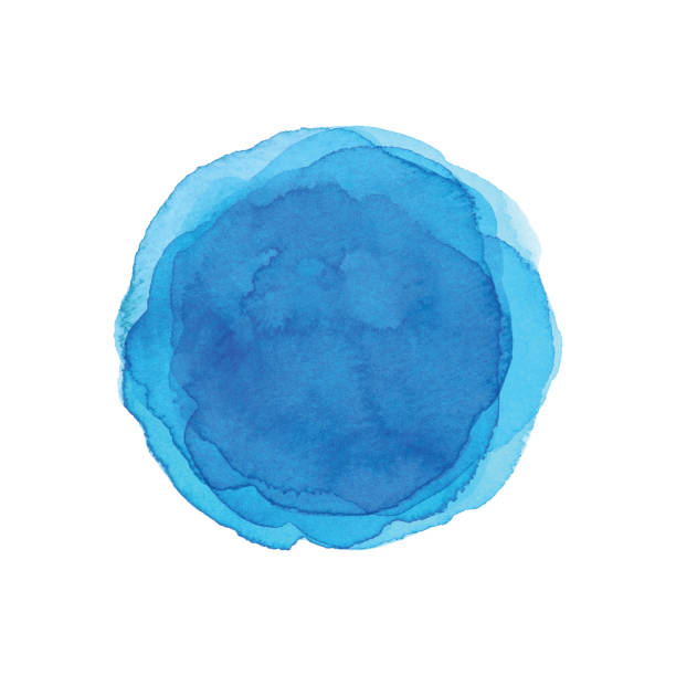 illustrations, cliparts, dessins animés et icônes de fond bleu d’aquarelle de cercle - watercolor painting drop paint splashing