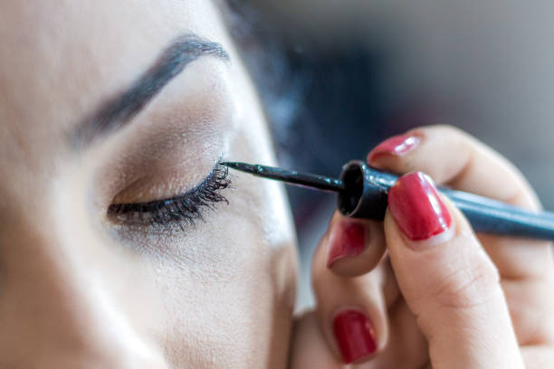 istock Make-up female face. Eyebrows, Eyes and hair 1142982515