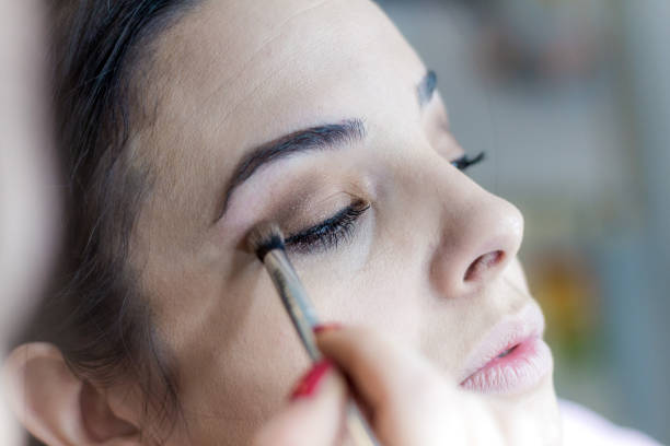 istock Make-up female face. Eyebrows, Eyes and hair 1142982676