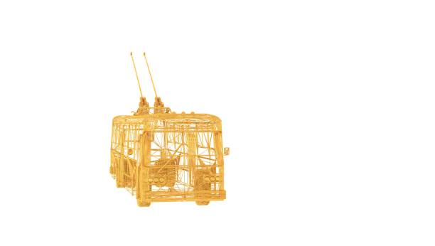 istock 3d rendering of a wired object in yellow on white 1142986255