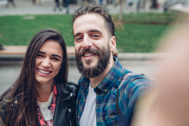 istock Man and Woman, tourists 1142986373