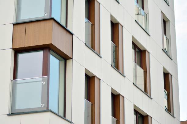 istock Modern condo building with huge windows 1142986384