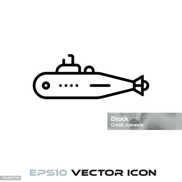 Submarine Vector Line Icon Stock Illustration - Download Image Now - Black Color, Car, Cut Out