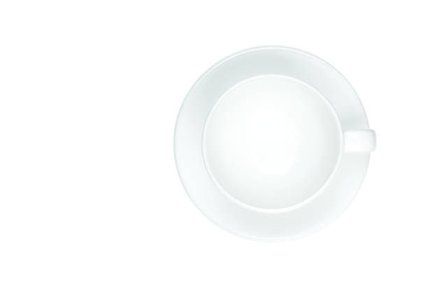 Empty glass mug for tea on white background