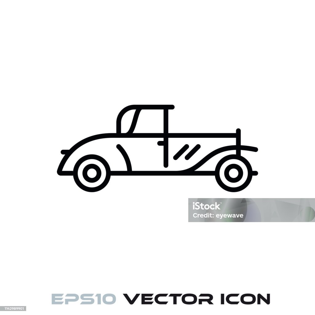 Vintage car vector line icon Vintage car flat line icon vector illustration Collector's Car stock vector