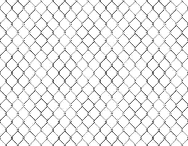 ilustrações de stock, clip art, desenhos animados e ícones de fence chain seamless. metallic wire link mesh seamless pattern prison barrier secured property barbed wall steels realistic - barbed wire wire chain vector