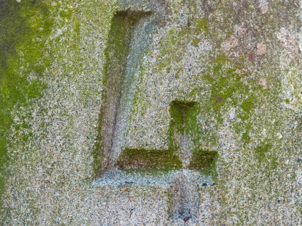 istock Number 4 carved in a kilometer stone along a disused railway track 1142996821