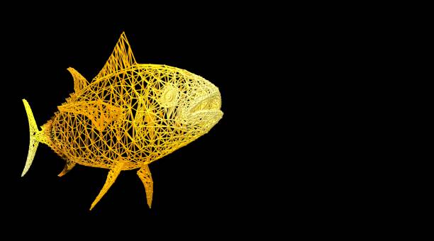 3d rendering of an animal wireframe isolated on a black background