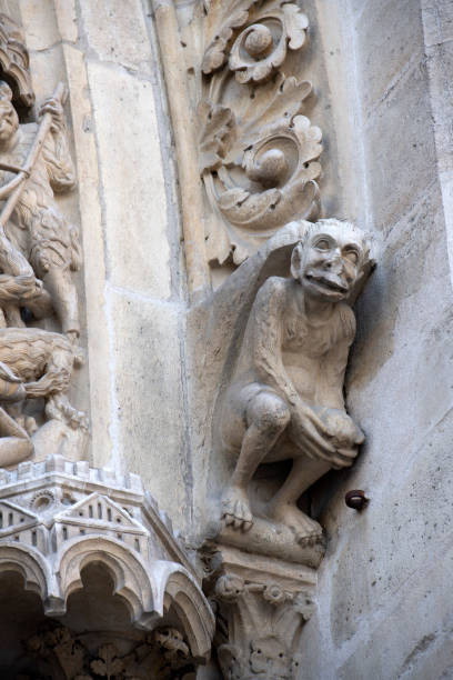 istock Notre dame paris cathedral statue sculpture and roof before fire 1143003684