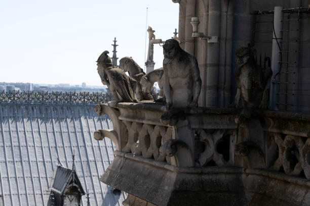 istock Notre dame paris cathedral statue sculpture and roof before fire 1143004046