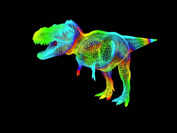 istock 3d rendering of a colorful dino isolated on black 1143004197