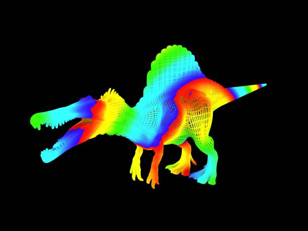 istock 3d rendering of a colorful dino isolated on black 1143004460
