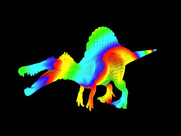 istock 3d rendering of a colorful dino isolated on black 1143005197