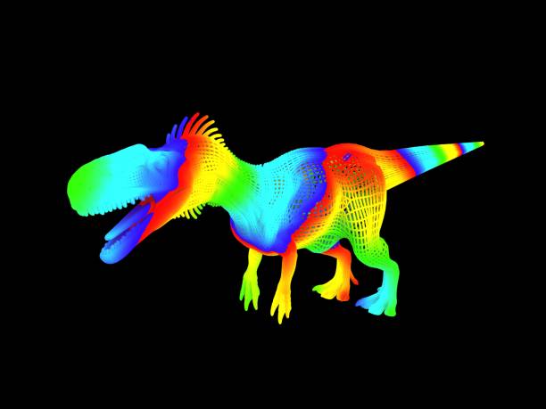 istock 3d rendering of a colorful dino isolated on black 1143006034