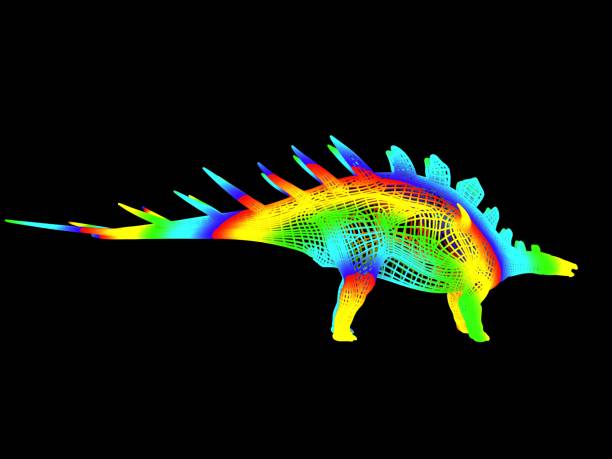 istock 3d rendering of a colorful dino isolated on black 1143006406