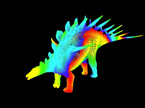 istock 3d rendering of a colorful dino isolated on black 1143007108