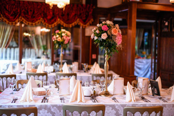 istock Beautiful arrangement in restaurant for wedding 1143007140