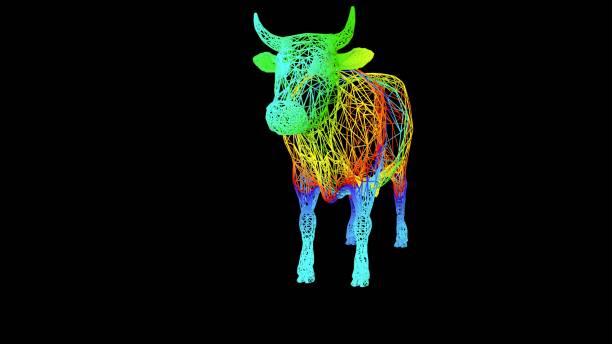 3d rendering of an artistic  object made with colorful rope lines isolated on black