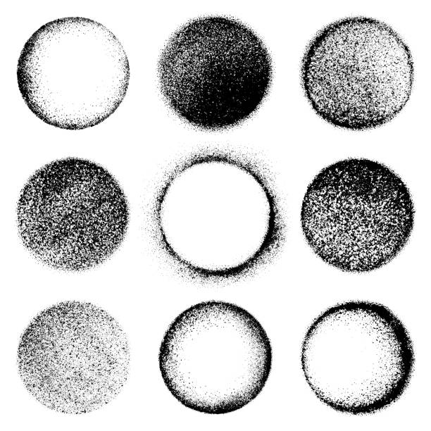 Grunge circles Set of nine grunge circles. Vector design elements isolated black on white background. snow ground texture stock illustrations